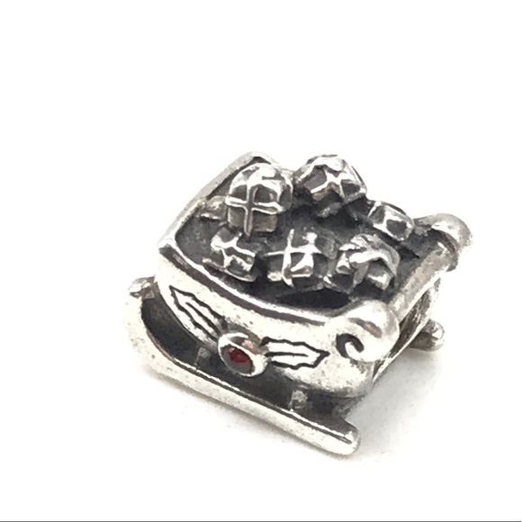 Pandora Retired Garnet Santa’s Sleigh Charm - Picture 1 of 5
